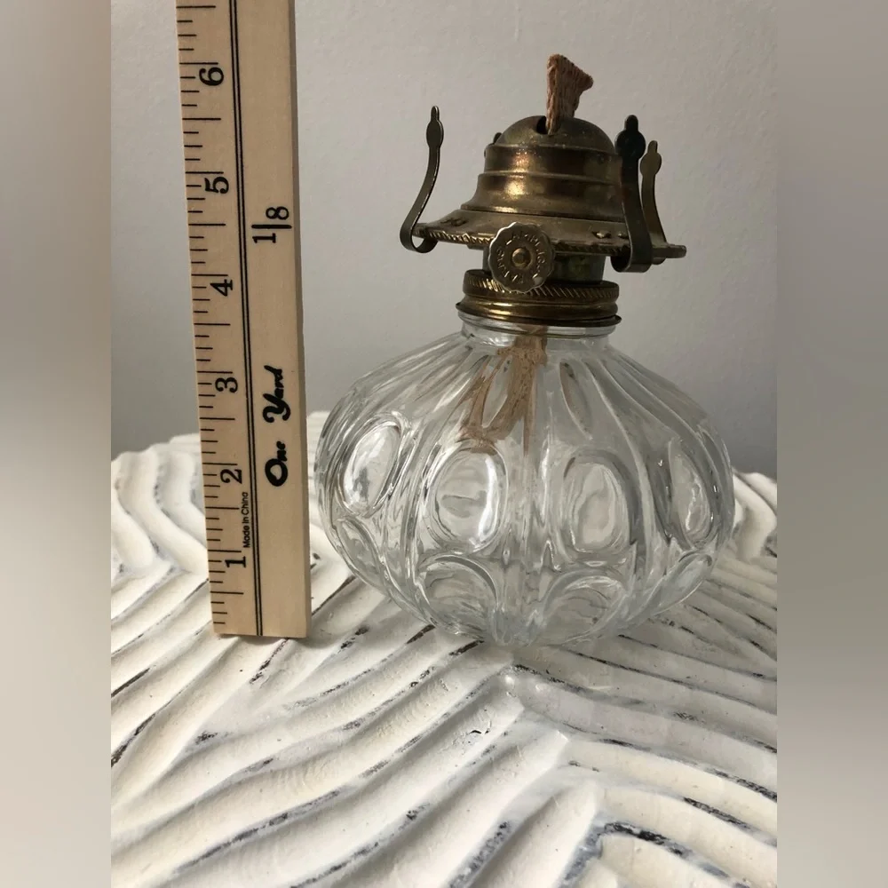Lamplight Farms Vintage Oil Lamp Clear Glass with Thumbprint Pattern